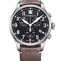 Aerowatch Aerowatch Les Grandes Classiques 79990 AA03  79990 AA03 кварцевые мужские часы  черный циферблат, браслет кожаный — вид спереди